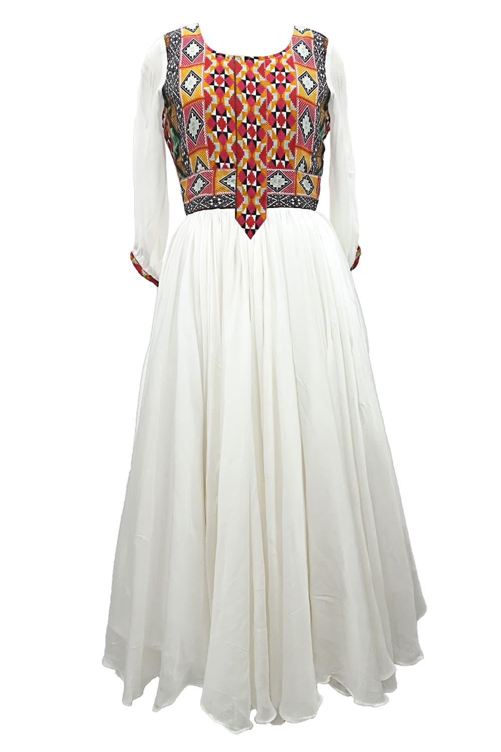 Printed Top with white Flair(12 Mtr) Dress