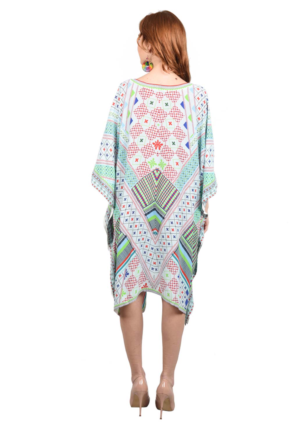Jantar Mantar Short tribal Geometrical Kaftan - Silk Kaftan dress