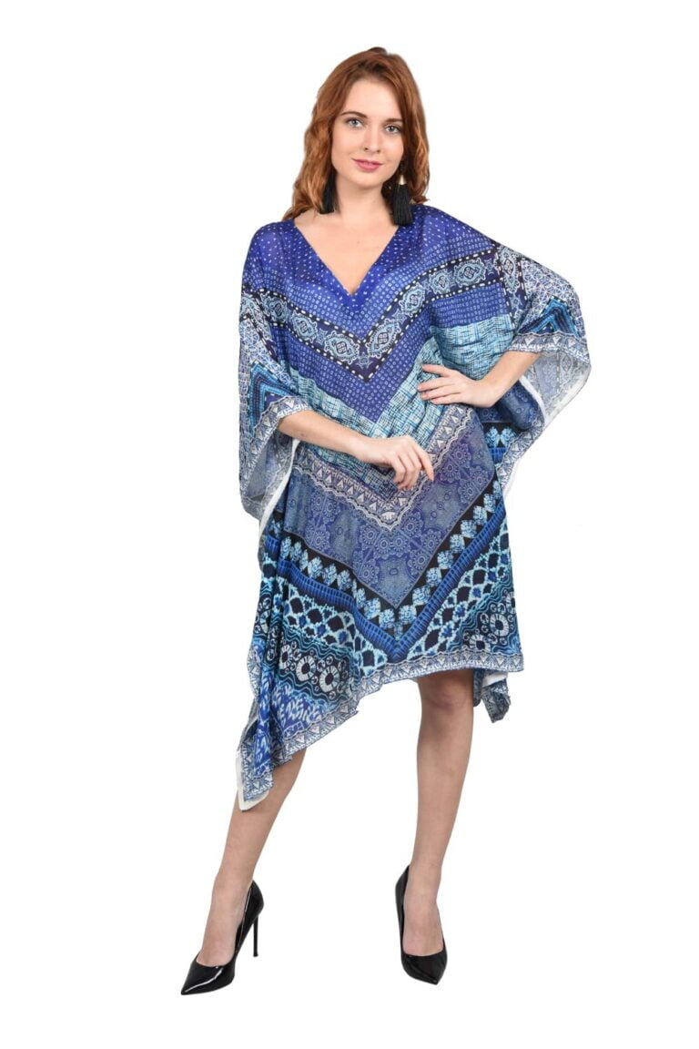 Women Blue Printed Kaftan Dress