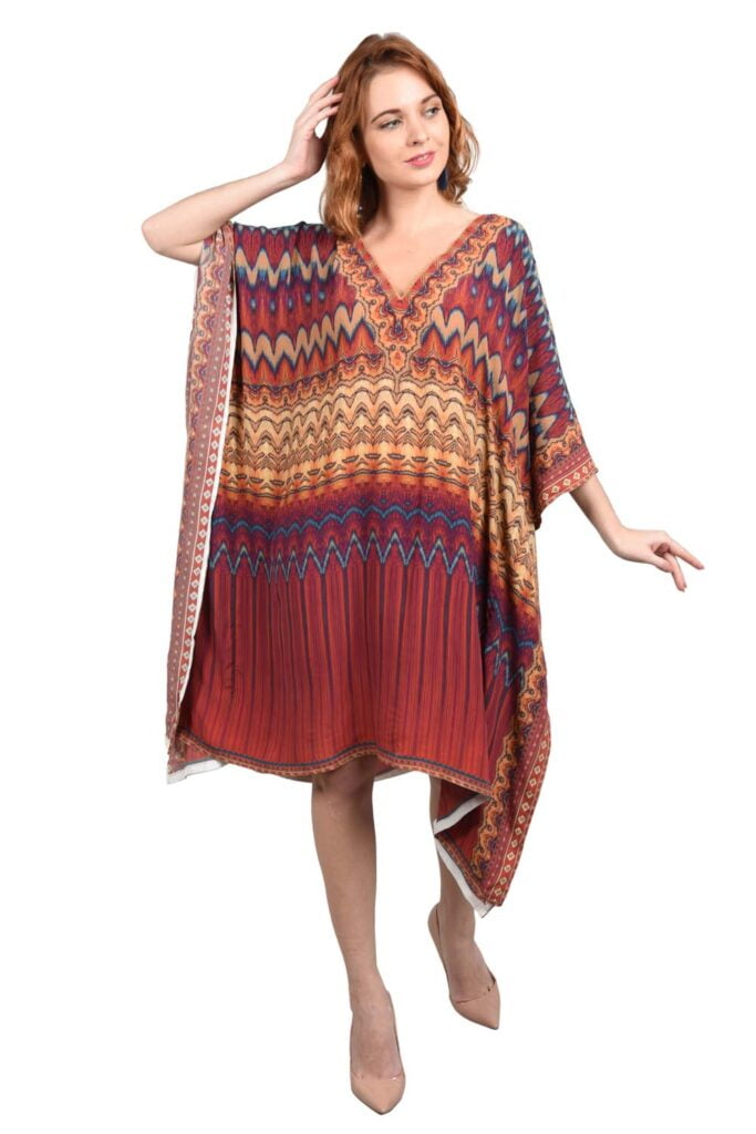 Ikat Ombre Short Kaftan - Silk Kaftan Dress for Girls