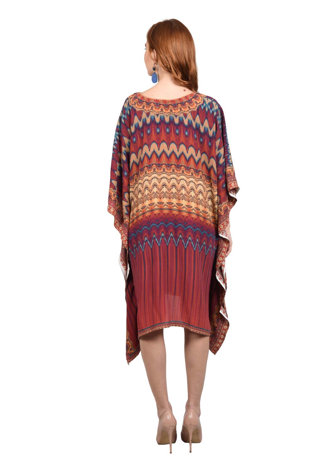 Ikat Ombre Short Kaftan - Silk Kaftan Dress for Girls