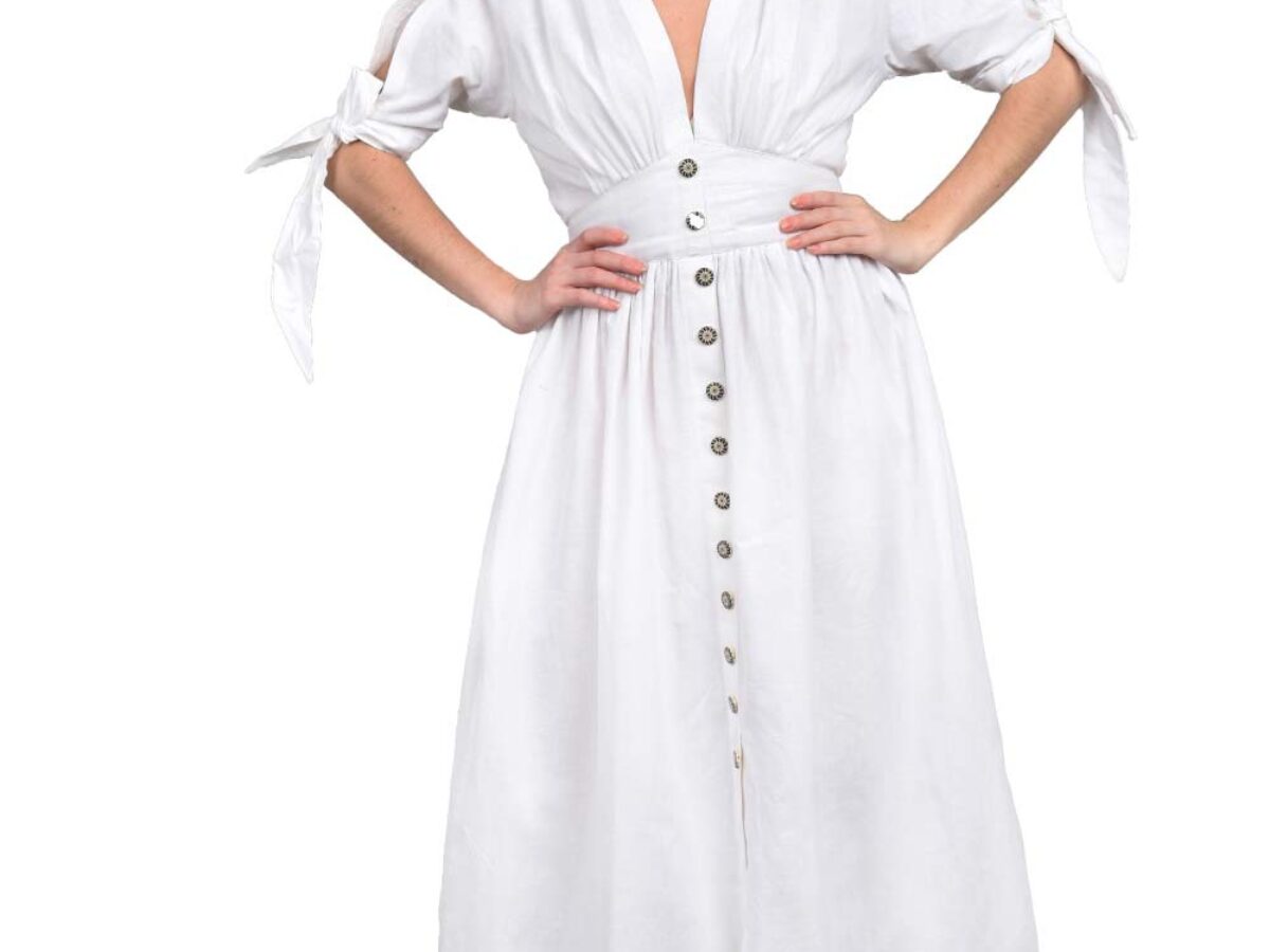 chinese dress ladies Angelina Linen Dress Stone main image 1