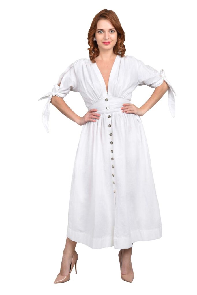 Naughty Linen White Designer dress BOHOVER